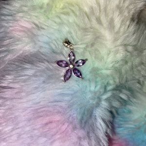 Purple flower necklace sterling silver